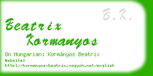 beatrix kormanyos business card